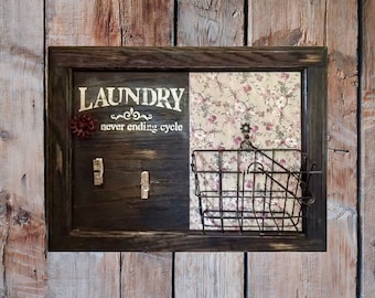 Décor de buanderie | signe de buanderie, panier de chaussettes perdues, laver et sécher le linge décor, signe de lessive, signe de lessive vintage, cadeau de pendaison de crémaillère