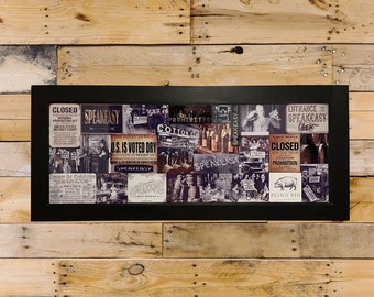 Lounge Bar Sign: Prohibition Era Collage, Epoxy Resin Finish (19” x 40”)