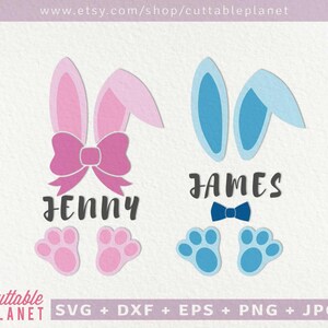 Bunnies oreilles et empreintes de pas svg, dxf, eps, png, jpg, téléchargement instantané, svg pâques