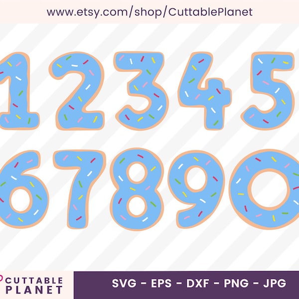 Blue donuts numbers svg, dxf, eps, png, jpg, instant download, birthday blue donut numbers svg