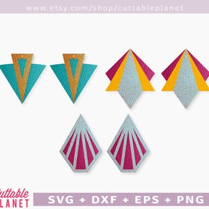 アールデコのイヤリング テンプレート SVG、DXF、EPS、PNG、即時ダウンロード