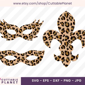 Máscara de leopardo, Máscara de leopardo de Mardi Gras, máscara svg, dxf, eps, png, jpg, leopard fleur de lis svg