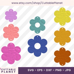Modelo de brincos de três partes de flores svg, dxf, eps, png, jpg, modelo de brincos de duas partes de flores svg