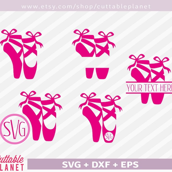 Ballet shoes svg, dxf, eps, monogram ballet shoes svg, ballerina shoes svg