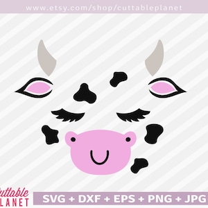 Koe gezicht svg, dxf, eps, png, jpg, instant download