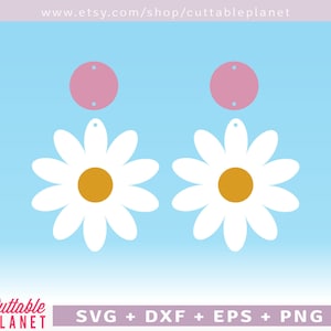 Modello orecchino margherita, svg orecchino in pelle finta, dxf, eps, png