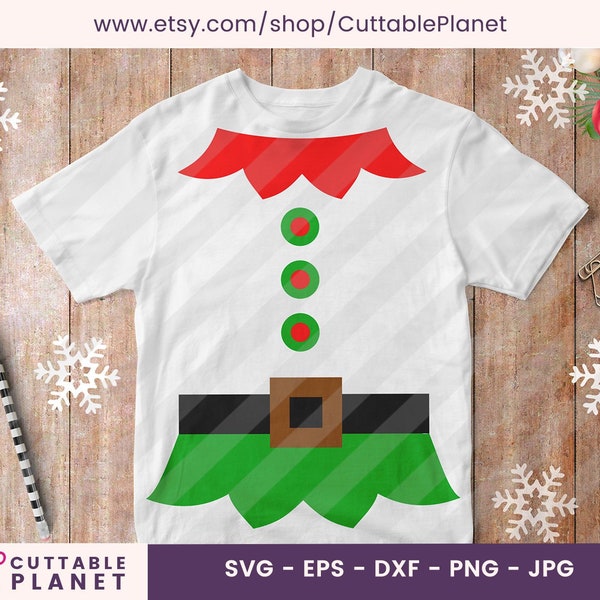 Christmas Elf costume svg, dxf, eps, png, jpg, Christmas elf t-shirt design svg, jpg