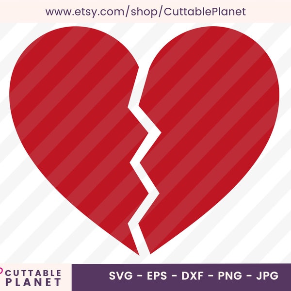 Broken heart svg, dxf, eps, png, jpg, instant download, best friends heart