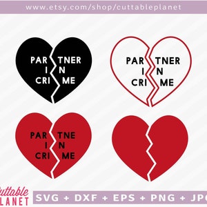 Partner in Verbrechen Svg, Dxf, Eps, Freunde Herz Svg, Dxf, Eps, gebrochenherz Freunde Svg, dxf, eps