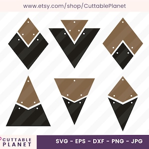 Hanging chevron earring template svg, dxf, eps, png, jpg, compound earrings cut laser template