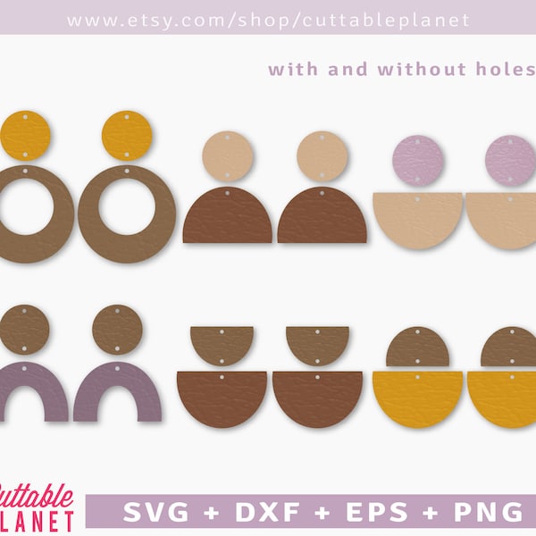 Compound earring templates svg, dxf, eps, png, two part earring templates svg, cut laser compound earrings