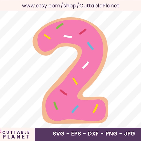 Number two donut svg, dxf, eps, png, jpg, 2nd Birthday donut svg