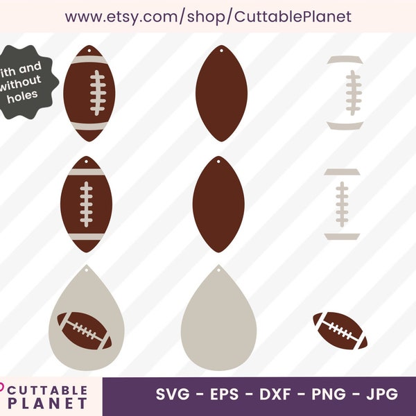 Football earring template svg, dxf, eps, png, jpg, vinyl earring, leather earring