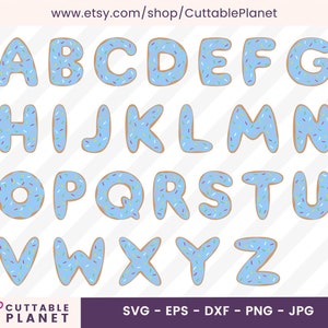 Alfabeto azul donut svg, dxf, eps, png, jpg, letras azules donut alfabeto svg