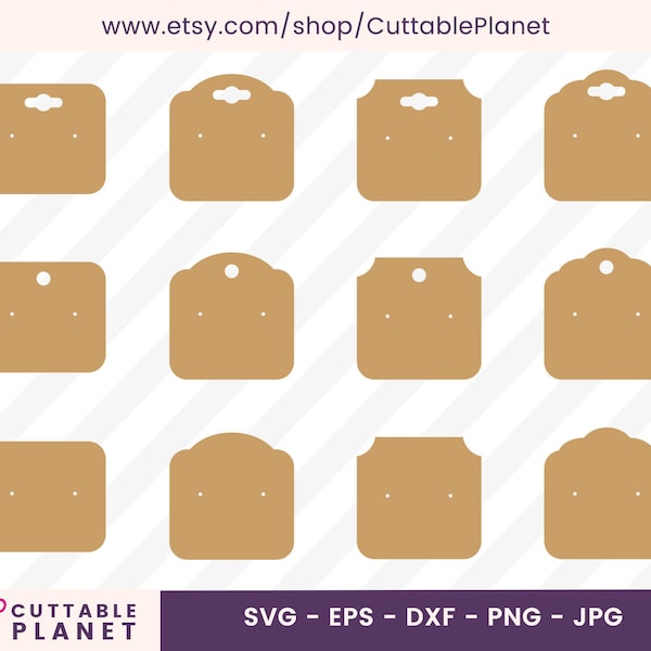 Earring display card svg, dxf, eps, png, jpg, instant download