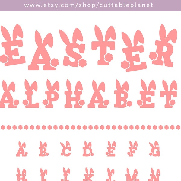 Easter alphabet svg, dxf, eps, png, jpg, instant download, bunny easter alphabet clip art