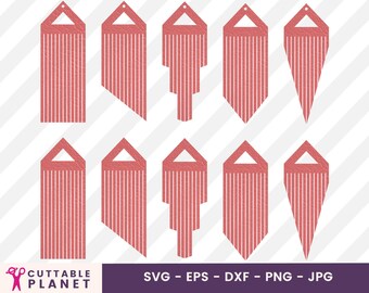 Fringe Earring Template Svg Dxf Eps Png Jpghexagon Faux Etsy
