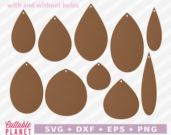 Teardrop earrings svg, dxf, eps, png, drop earrings template svg