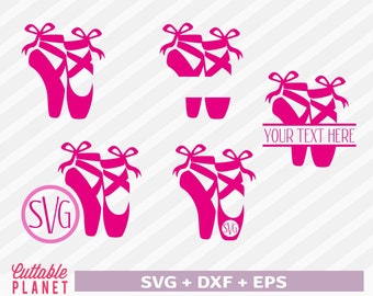 Ballet shoes svg, dxf, eps, monogram ballet shoes svg, ballerina shoes svg