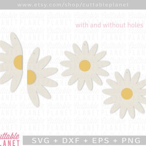 Daisy svg, pendientes de margarita svg, dxf, eps, png, pendiente de media margarita svg