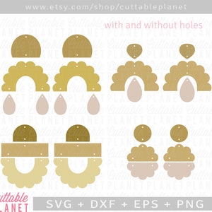 Oorbellen svg, boho oorbellen svg, drie delen oorbellen svg, dxf, eps, png