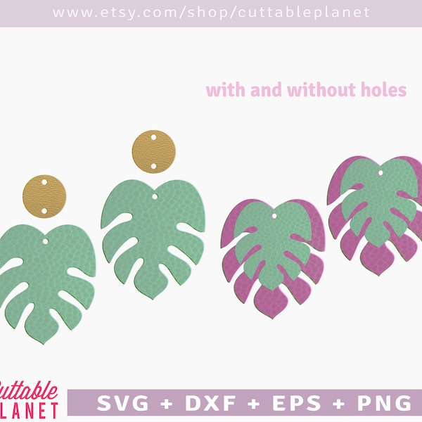 Monstera earring template svg, dxf, eps, png, instant downlaod, tropical leaf earring svg