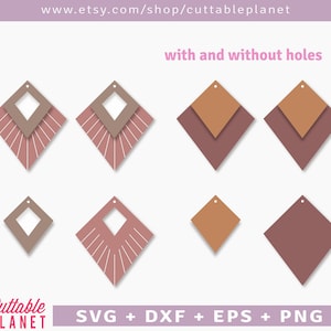 Fringe stacked diamond earring svg, dxf, eps, png, instant download
