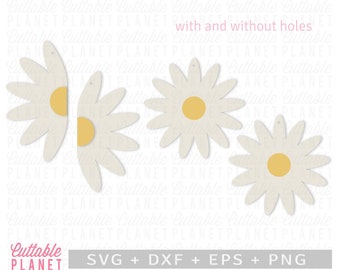 Daisy svg, daisy earrings svg, dxf, eps, png, half daisy earring svg