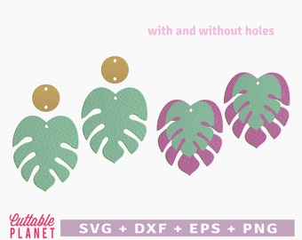 Monstera Earring Svg Etsy