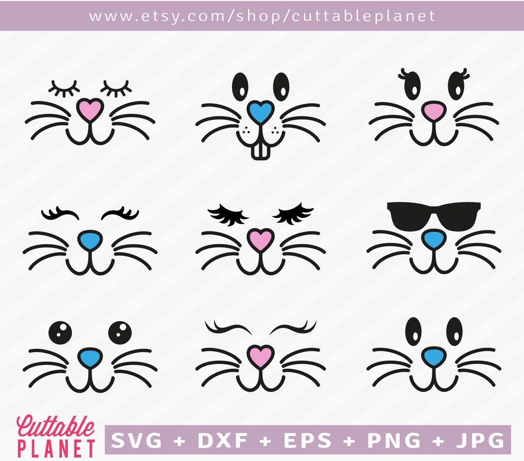 Bunny Face Svg, Dxf, Eps, Png, Jpg, Instant Download, Easter