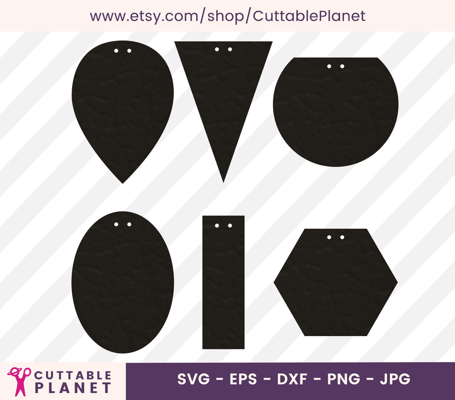 Earrings template DOUBLE HOLE svg dxf eps png jpg instant | Etsy
