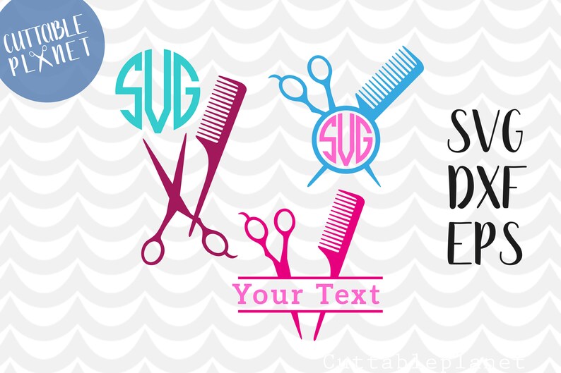 Download Hairdresser monogram svg dxf eps hair comb hair scissors | Etsy