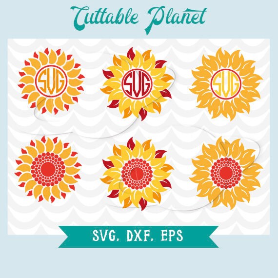 Download Sunflower svg monogram sunflower svg sunflower dxf | Etsy