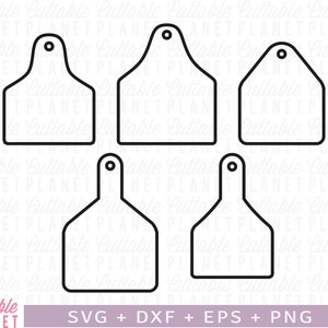 Cow tag outlined svg, dxf, eps, png, jpg, cow tag png, ear tag cow svg, ear tag template