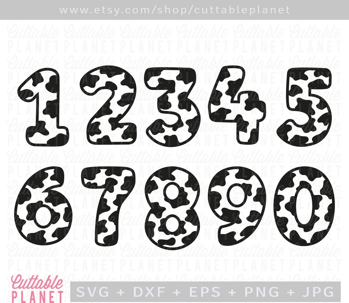 Cow numbers svg dxf eps png jpg cow spots numbers svg Etsy