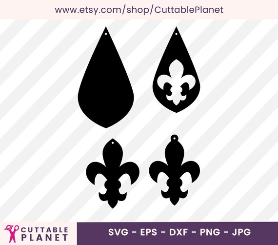 Stacked Earrings Fleur De Lis Svg Dxf Eps Png Jpg Fleur Etsy