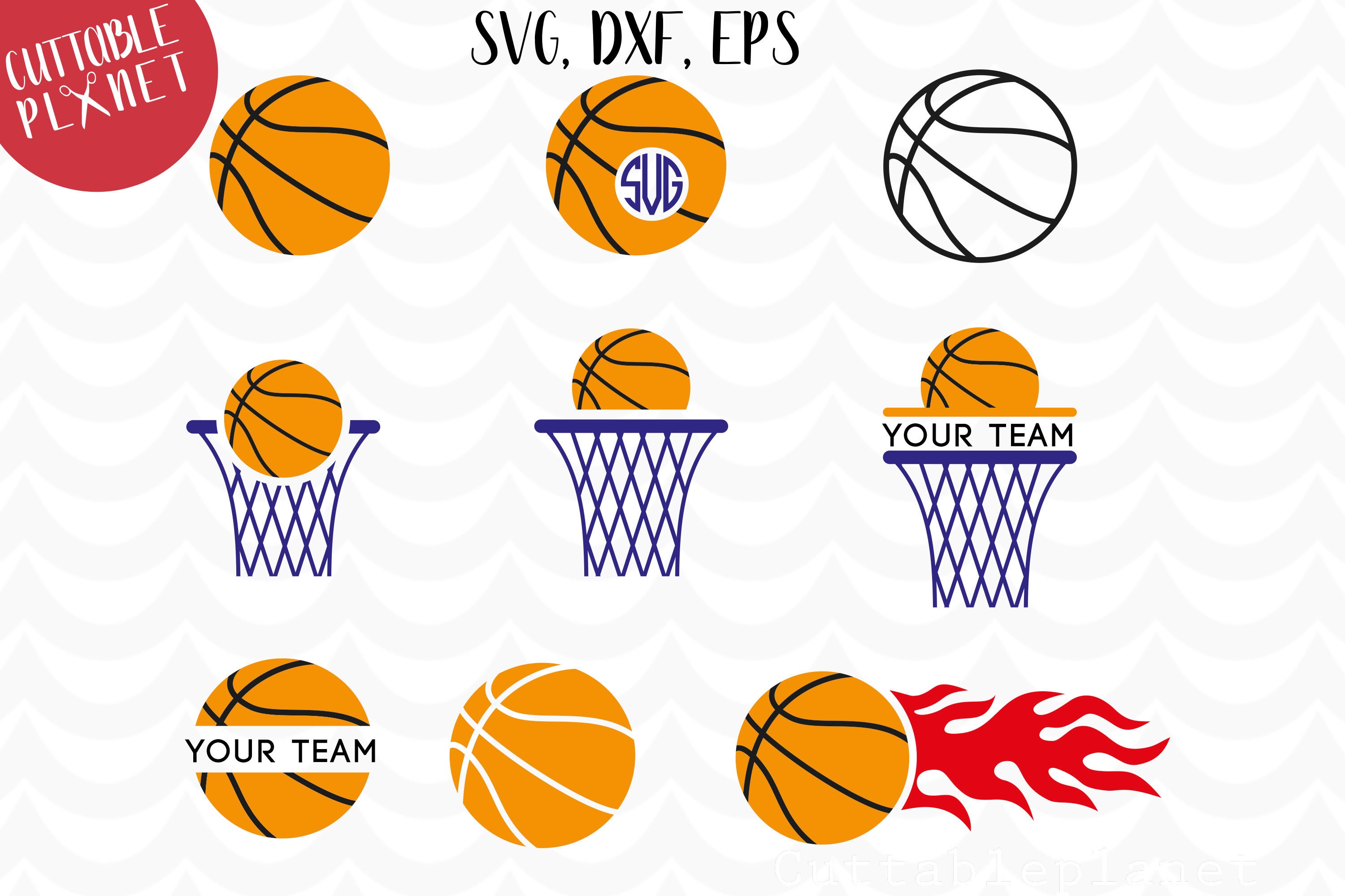 Download Basketball monogram svg dxf eps flame basketball svg | Etsy