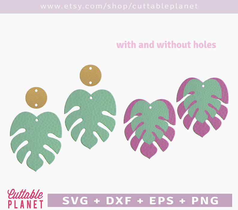 Download Monstera earring template svg dxf eps png instant | Etsy