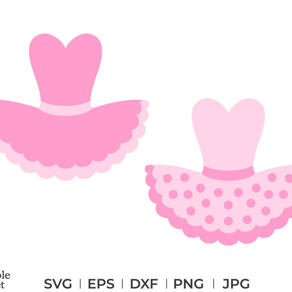 Ballerina tutu dress svg, dxf, eps, png, jpg, tutu ballet svg, pink tutu svg, ballerina dress clipart