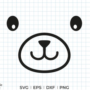 Svg visage d'ours, dxf, eps, png, visage d'ours png, baby shower svg ours en peluche, ours en peluche visage png, téléchargement immédiat, svg ours en peluche