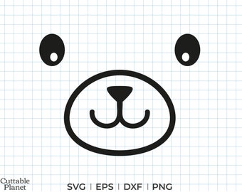 Svg visage d'ours, dxf, eps, png, visage d'ours png, baby shower svg ours en peluche, ours en peluche visage png, téléchargement immédiat, svg ours en peluche