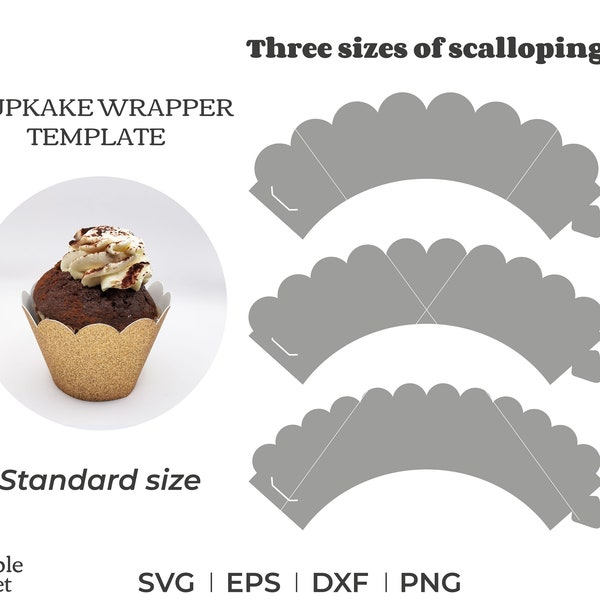 Cupcake wrappers template svg, dxf, eps, png, cupcake wrappers svg files, svg cupcake wrapper, cricut cupcake wrapper, scalloped cupcake