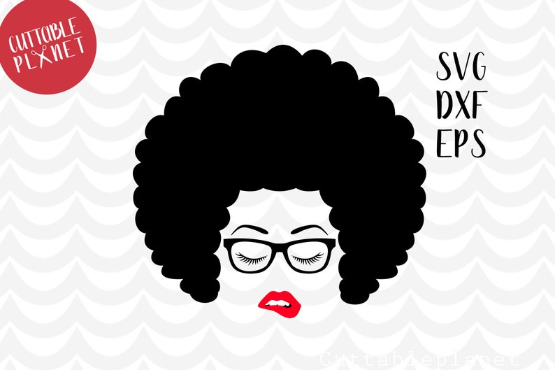 Download Afro woman with glasses svg dxf eps. Face american woman ...