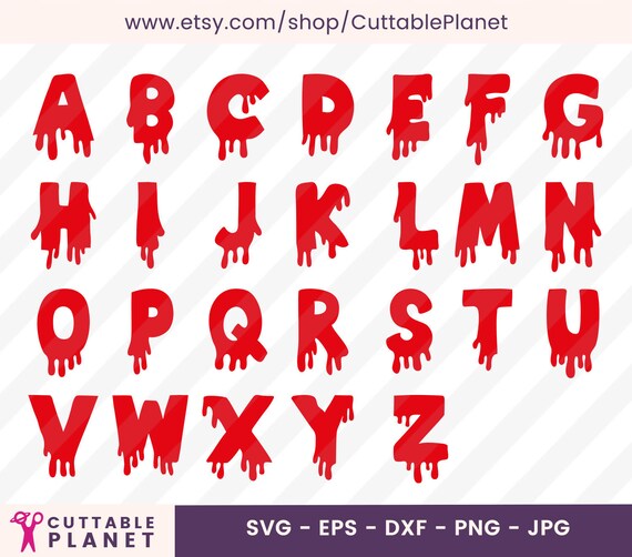 Download Bloody Alphabet Svg Dxf Epspng Halloween Letters Svg Etsy