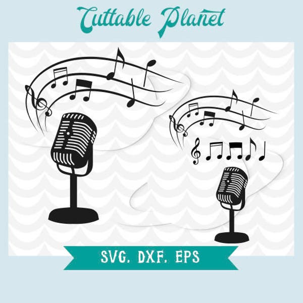 Micro Vintage svg. Micro svg, png, eps, dxf. Notes de musique svg. Partition de musique svg. Micro Vintage vectoriel svg, clipart