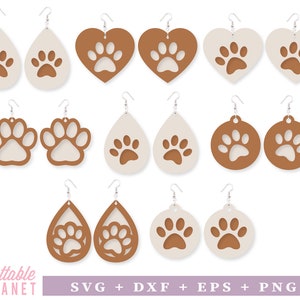 Poot print oorbellen svg, dxf, eps, png, hond poot print oorbellen png, hond poot print svg, hond poot png, instant download, hond poot oorbellen svg
