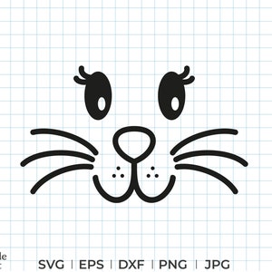 Visage de lapin svg, dxf, eps, png, jpg, joli visage de lapin svg, téléchargement immédiat, simple visage de lapin svg