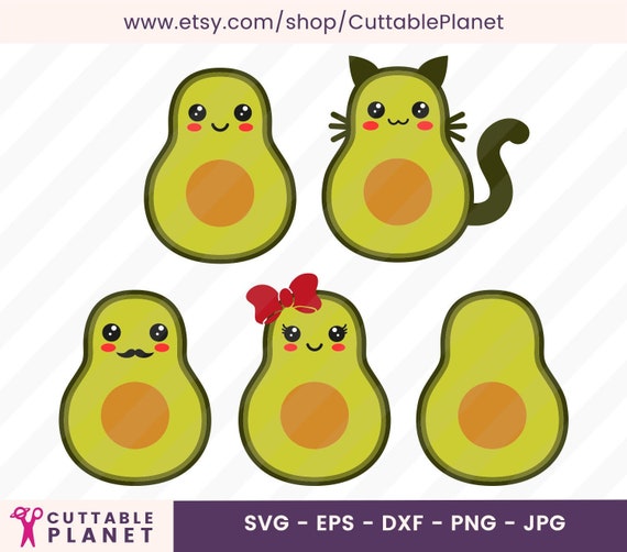 Aguacate kawaii paquete svg dxf eps png jpg avocat svg - Etsy México
