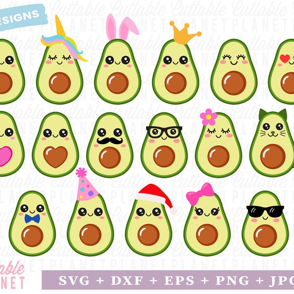Avocado svg, dxf, eps, png, jpg, kawaii avocado svg, avocado svg, avocado clip art, avocato svg, cute avocado svg, Christmas avocado