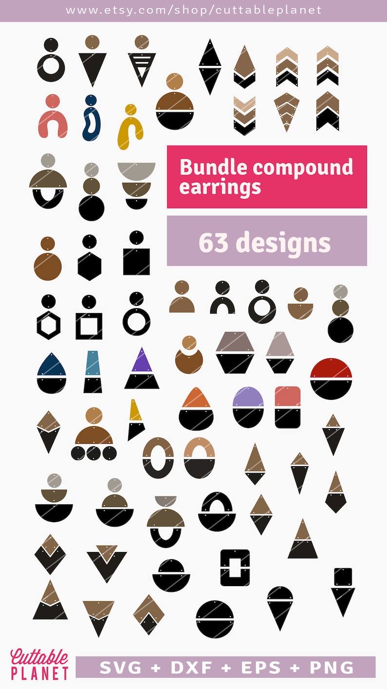 Download Bundle compound earrings svg dxf eps png faux leather | Etsy